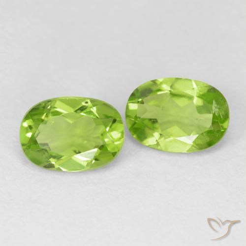 1.84 ctw Green Peridot Stones, Natural Peridot in Oval Facet Shape for Sale