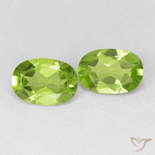 1.66 ctw Green Peridot Stones, Natural Peridot in Oval Facet Shape for Sale