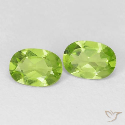1.75 ctw Green Peridot Stones, Natural Peridot in Oval Facet Shape for Sale
