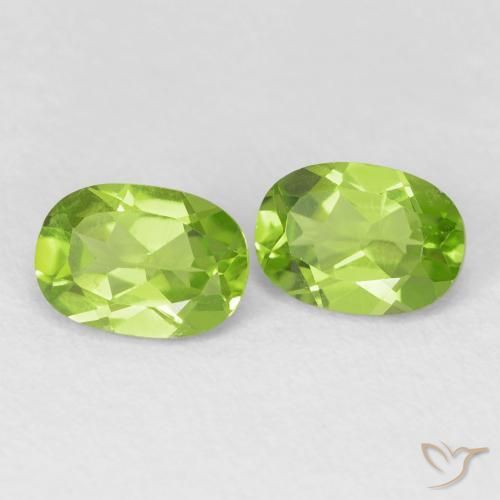1.92 ctw Green Peridot Stones, Natural Peridot in Oval Facet Shape for Sale