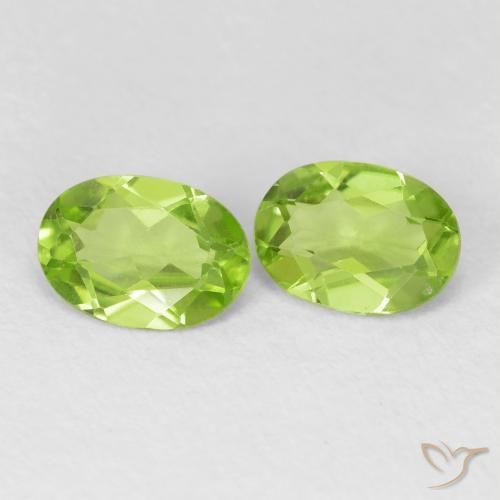 1.53 ctw Green Peridot Stones, Natural Peridot in Oval Facet Shape for Sale