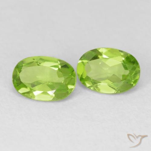1.82 ctw Green Peridot Stones, Natural Peridot in Oval Facet Shape for Sale