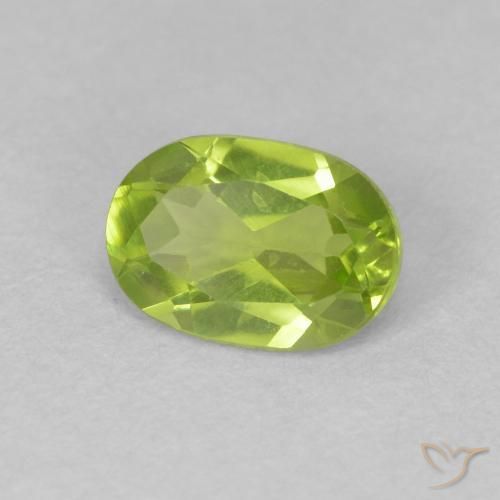 0.82 ct Green Peridot Stone, Natural Peridot in Oval Facet Shape for Sale