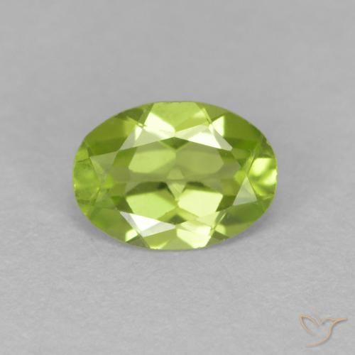 0.70ct Natural Light Lively Green Peridot, Oval, VS
