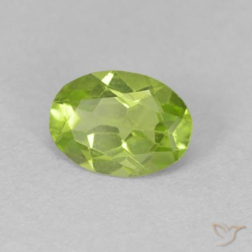 0.70 ct Green Peridot Stone, Natural Peridot in Oval Facet Shape for Sale