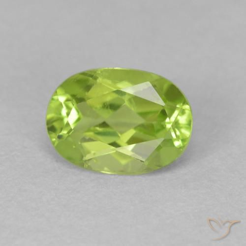 0.90 ct Green Peridot Stone, Natural Peridot in Oval Facet Shape for Sale