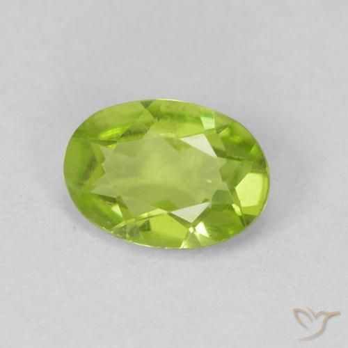 0.84 ct Green Peridot Stone, Natural Peridot in Oval Facet Shape for Sale