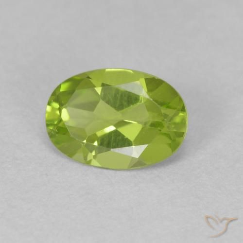 0.76 ct Green Peridot Stone, Natural Peridot in Oval Facet Shape for Sale
