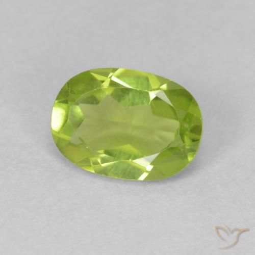 0.86 ct Green Peridot Stone, Natural Peridot in Oval Facet Shape for Sale