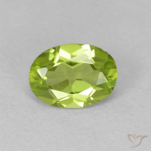 0.78 ct Green Peridot Stone, Natural Peridot in Oval Facet Shape for Sale