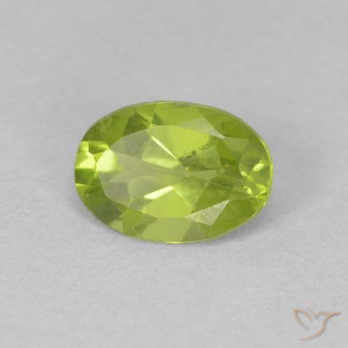 0.72 ct Green Peridot Stone, Natural Peridot in Oval Facet Shape for Sale