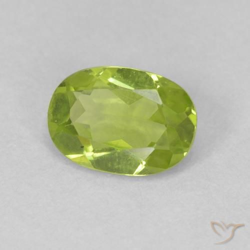 0.88 ct Green Peridot Stone, Natural Peridot in Oval Facet Shape for Sale