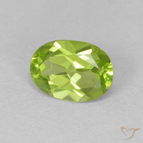 0.85 ct Green Peridot Stone, Natural Peridot in Oval Facet Shape for Sale