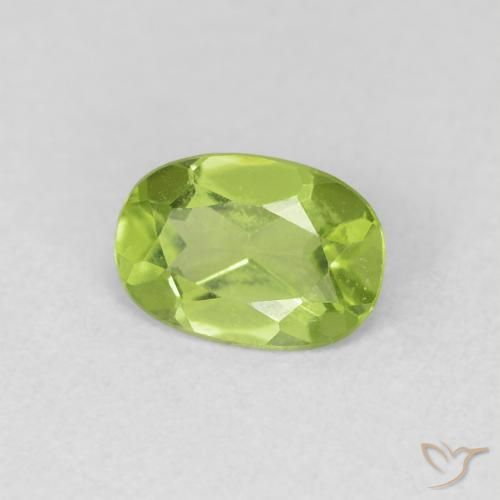0.78 ct Green Peridot Stone, Natural Peridot in Oval Facet Shape for Sale