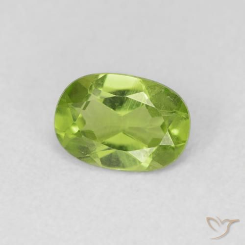 0.88 ct Green Peridot Stone, Natural Peridot in Oval Facet Shape for Sale
