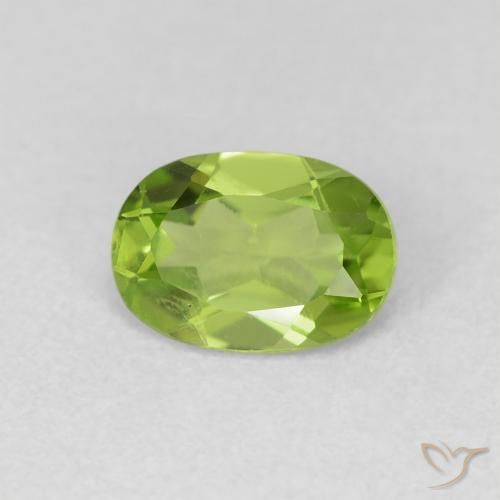 0.87 ct Green Peridot Stone, Natural Peridot in Oval Facet Shape for Sale