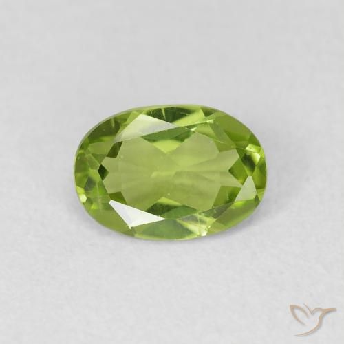 0.73ct Natural Lively Green Peridot, Oval, VVS-VS