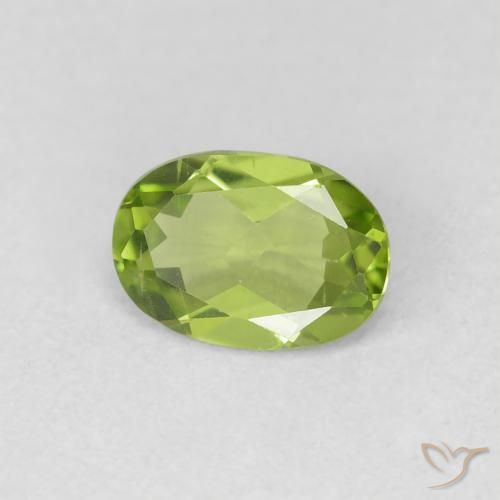 0.73 ct Green Peridot Stone, Natural Peridot in Oval Facet Shape for Sale