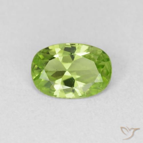 0.72ct Natural Yellowish Green Peridot, Oval, VVS-VS