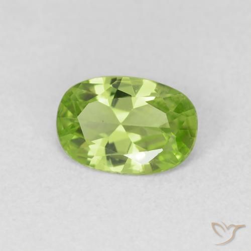0.72 ct Green Peridot Stone, Natural Peridot in Oval Facet Shape for Sale