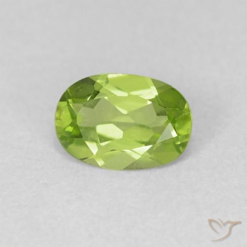 0.80 ct Green Peridot Stone, Natural Peridot in Oval Facet Shape for Sale