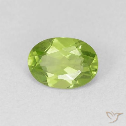 0.90 ct Green Peridot Stone, Natural Peridot in Oval Facet Shape for Sale