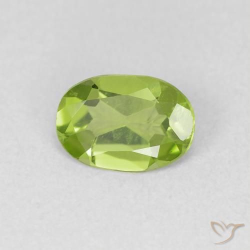0.70 ct Green Peridot Stone, Natural Peridot in Oval Facet Shape for Sale