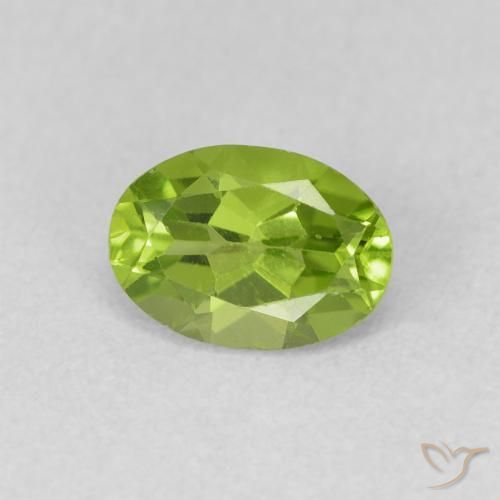 0.93 ct Green Peridot Stone, Natural Peridot in Oval Facet Shape for Sale