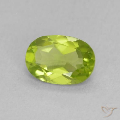 0.86 ct Green Peridot Stone, Natural Peridot in Oval Facet Shape for Sale