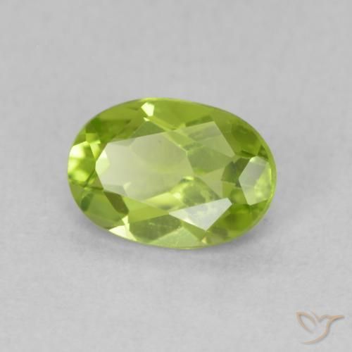 0.92 ct Green Peridot Stone, Natural Peridot in Oval Facet Shape for Sale