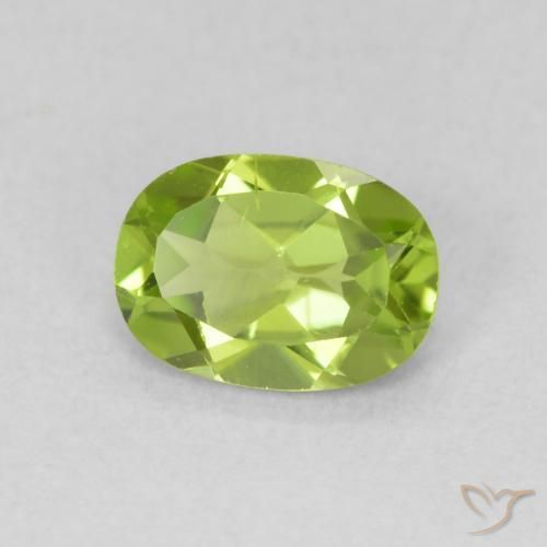 0.84 ct Green Peridot Stone, Natural Peridot in Oval Facet Shape for Sale