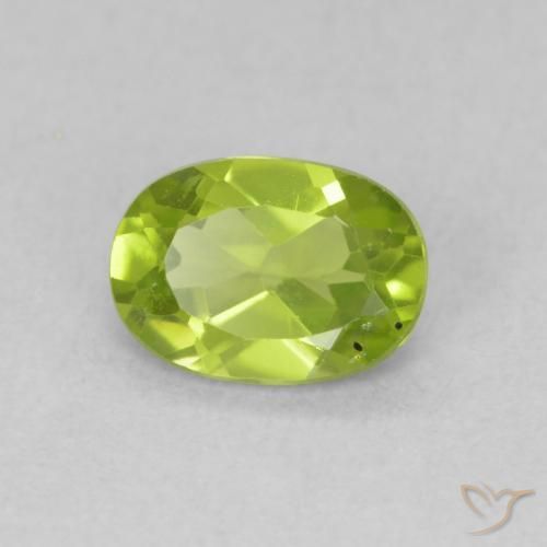 0.85 ct Green Peridot Stone, Natural Peridot in Oval Facet Shape for Sale
