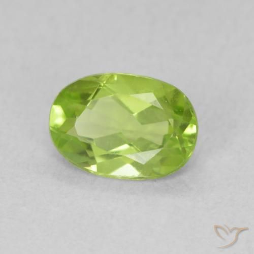 0.85 ct Green Peridot Stone, Natural Peridot in Oval Facet Shape for Sale