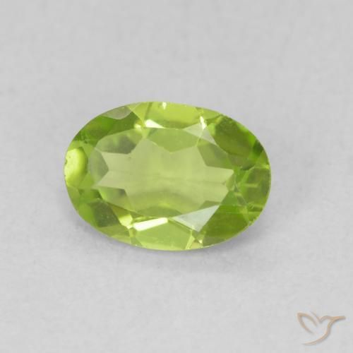 0.75 ct Green Peridot Stone, Natural Peridot in Oval Facet Shape for Sale