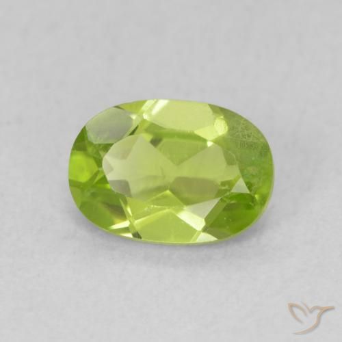 0.85 ct Green Peridot Stone, Natural Peridot in Oval Facet Shape for Sale