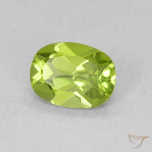 0.91 ct Green Peridot Stone, Natural Peridot in Oval Facet Shape for Sale