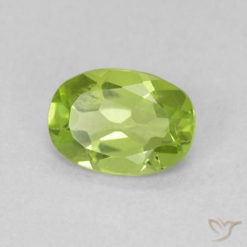 0.83 ct Green Peridot Stone, Natural Peridot in Oval Facet Shape for Sale