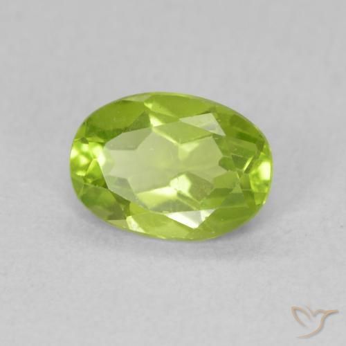 0.86 ct Green Peridot Stone, Natural Peridot in Oval Facet Shape for Sale