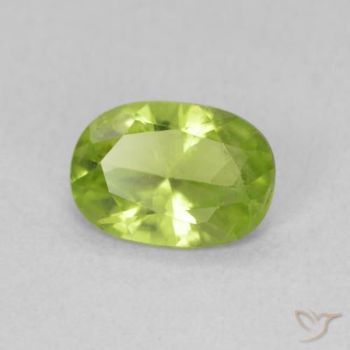 0.80 ct Green Peridot Stone, Natural Peridot in Oval Facet Shape for Sale