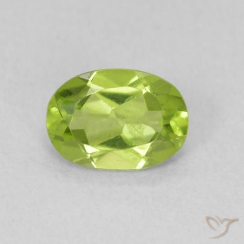 0.80 ct Green Peridot Gemstone, Peridot Gem in Oval Facet Shape for Sale.