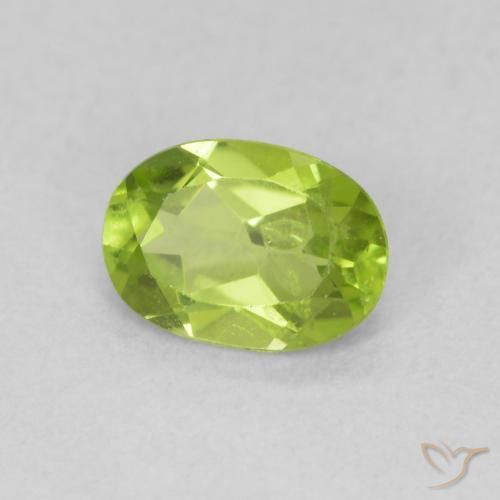 0.80 ct Green Peridot Stone, Natural Peridot in Oval Facet Shape for Sale