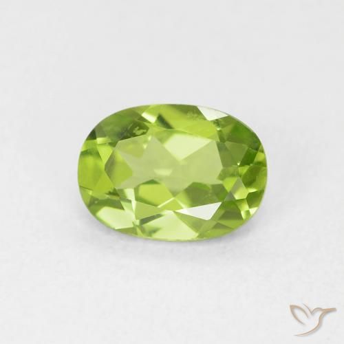 0.88 ct Green Peridot Stone, Natural Peridot in Oval Facet Shape for Sale