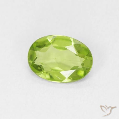 0.72 ct Green Peridot Stone, Natural Peridot in Oval Facet Shape for Sale