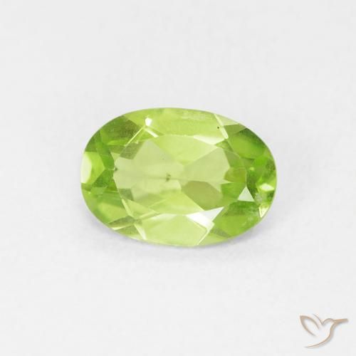 0.77 ct Green Peridot Stone, Natural Peridot in Oval Facet Shape for Sale