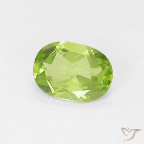 0.88 ct Green Peridot Stone, Natural Peridot in Oval Facet Shape for Sale
