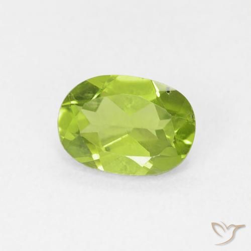 0.93 ct Green Peridot Stone, Natural Peridot in Oval Facet Shape for Sale