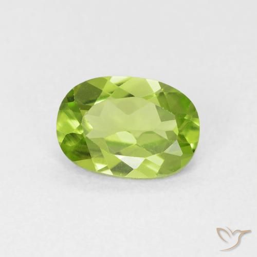 0.92 ct Green Peridot Stone, Natural Peridot in Oval Facet Shape for Sale