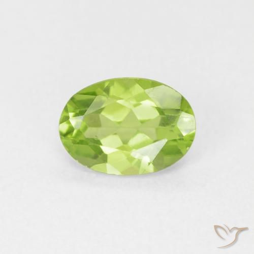 0.80 ct Green Peridot Gemstone, Peridot Gem in Oval Facet Shape for Sale.