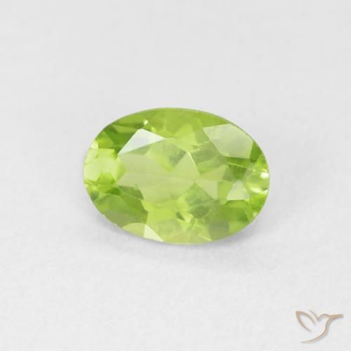 0.80 ct Green Peridot Stone, Natural Peridot in Oval Facet Shape for Sale