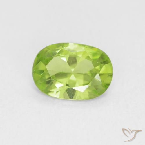 0.77 ct Green Peridot Stone, Natural Peridot in Oval Facet Shape for Sale